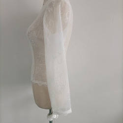 婚紗蕾絲波萊羅上衣僅象牙色長袖婚禮/招待會 第5張的照片