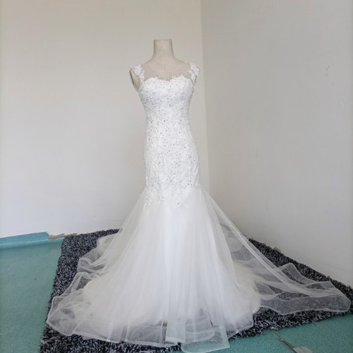 ガリアラハブ風ウエディングドレス マーメイドライン スーパーロング  