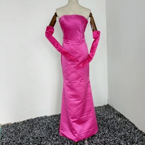 上品！パーティードレ ショッキングピンクカラードレス ビビッドピンク