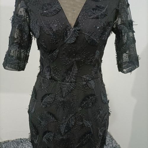 MAC DUGGALハイネックシークインエンベリッシュAラインドレス黒 Mac Duggal | Wedding Gowns | Evening Dresses | Fast Shipping