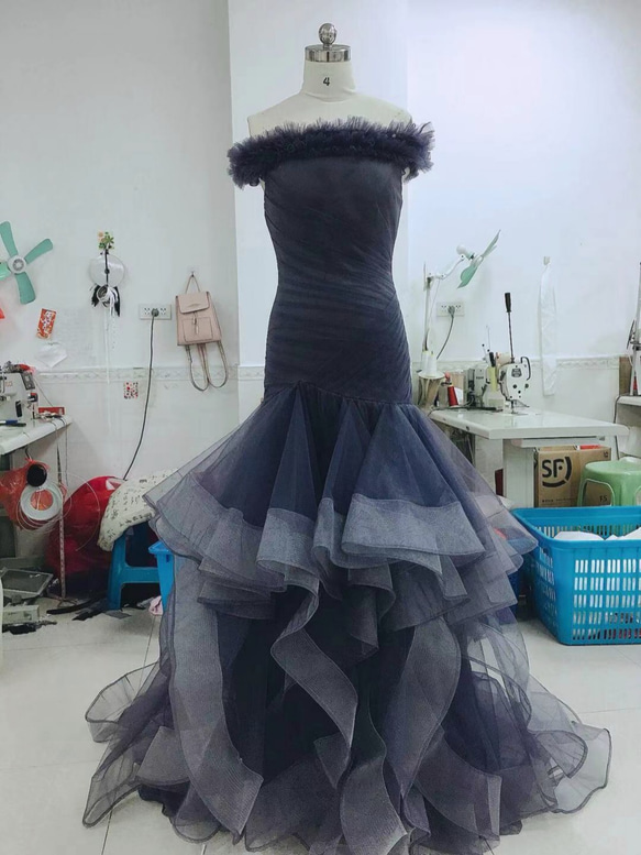 高品質！ ウェディングドレス オフショルダー 上質オーガンジー  