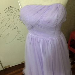 素敵なカラードレス オフショルダー パープル/紫 ソフトチュール 花嫁 3枚目の画像