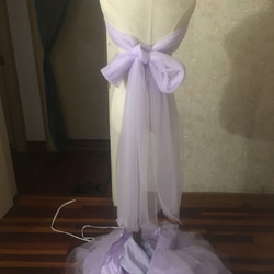 素敵なカラードレス オフショルダー パープル/紫 ソフトチュール 花嫁 6枚目の画像
