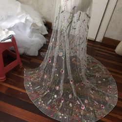 美麗的花卉刺繡薄紗裙子禮服裙僅新娘/婚紗 第1張的照片