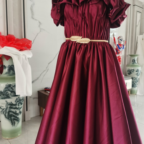 エレガント オフショルダー パーティードレス 色オーダー可能 舞台  