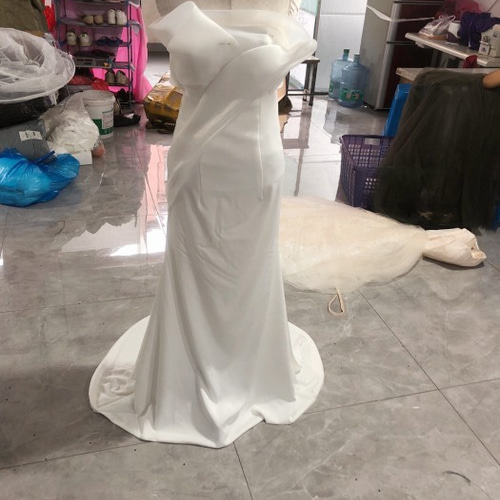 高品質！ ウエディングドレス マーメイドライン ミニトレーン/短トレー  