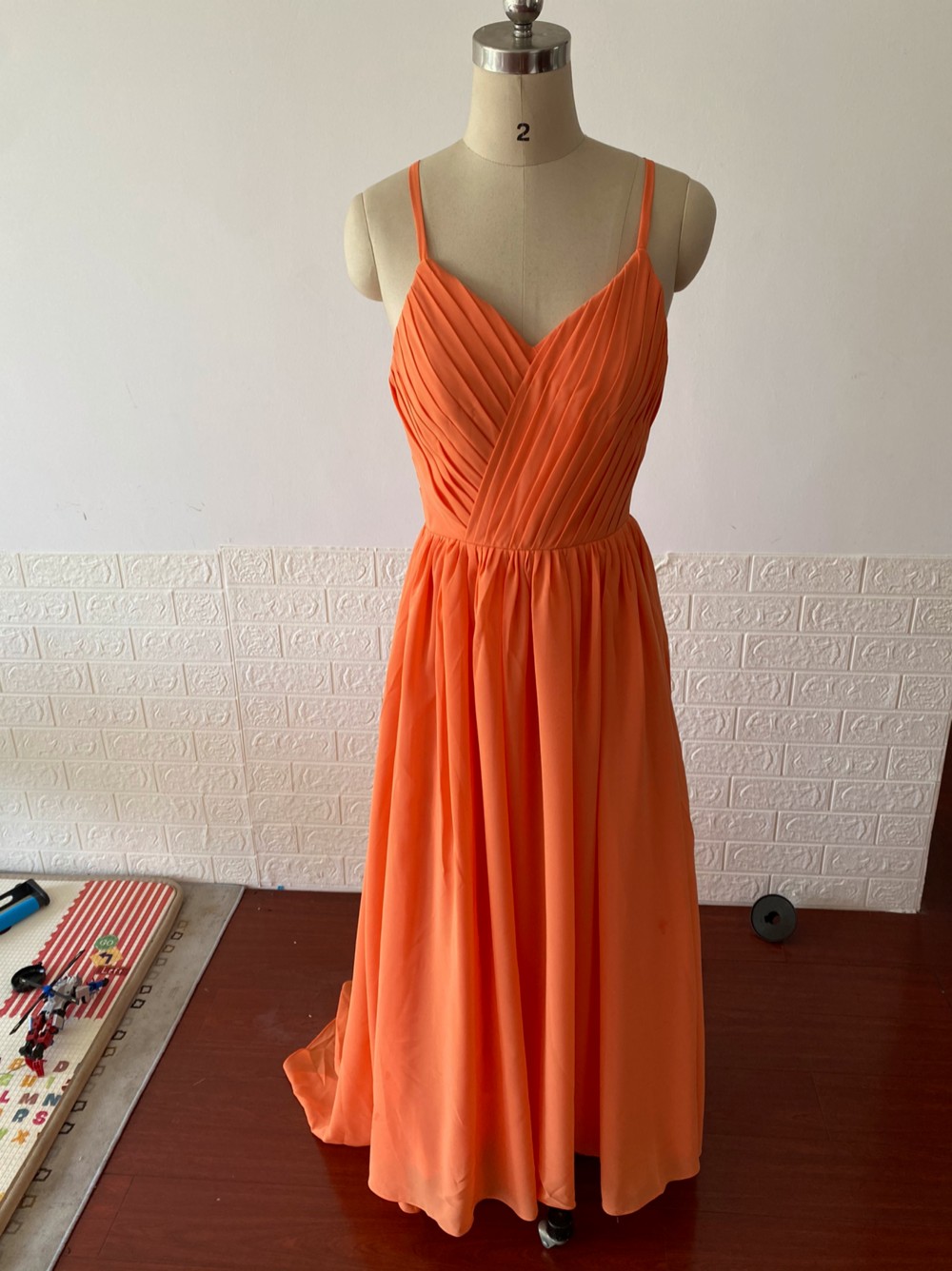 エレガント カラードレス  オレンジ   Vネック キャミソール 挙式  2次会 14,393円