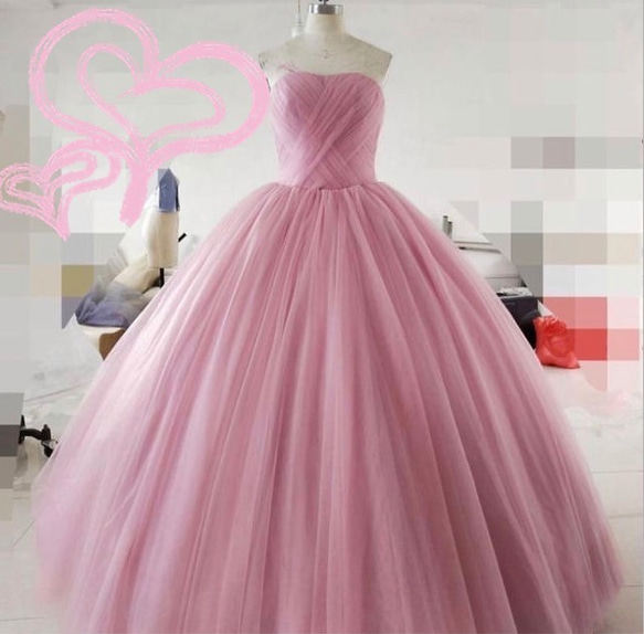 カラードレス ピンク グリッターソフトチュール グラデーション /結婚式