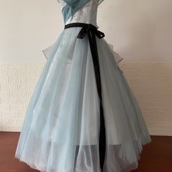 素敵なカラードレス   ブルー   サッシュベルト  オリジナル 舞台ドレス  二次会 1枚目の画像