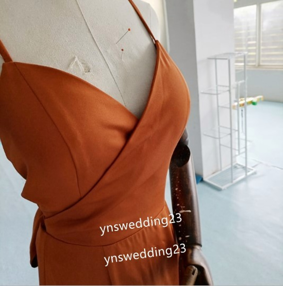 *前撮りドレス カラードレス テラコッタ色 背中見せ マーメイド 結婚式 5枚目の画像