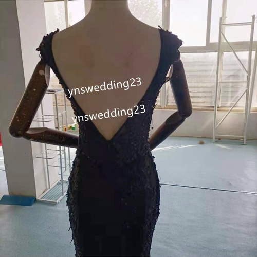 高品質！ ウェディングドレス マーメイドライン 深Vネック レース  
