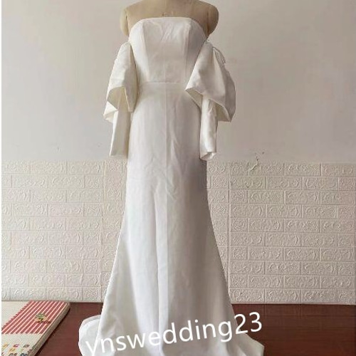 トレンドのオフショルダー ウェディングドレス ベアトップ お呼ばれ  