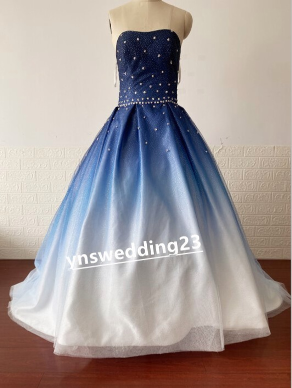 豪華なビジュー カラードレス パーティードレス 3D立体ハンドビー  