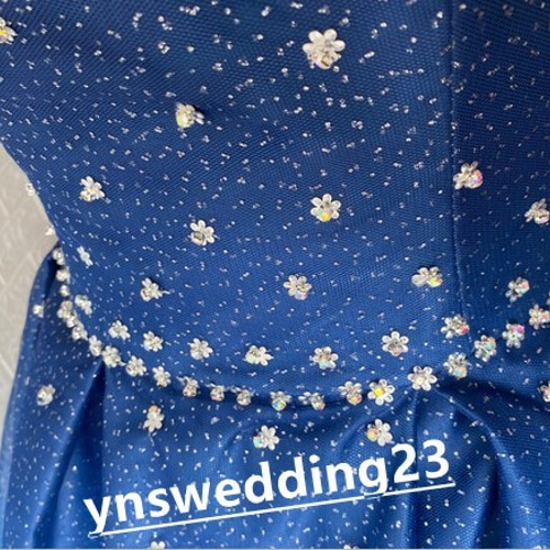 豪華なビジュー カラードレス パーティードレス 3D立体ハンドビー  