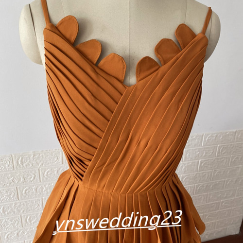 ウエディングドレス Vネック テラコッタドレス ウェディング 前撮り  