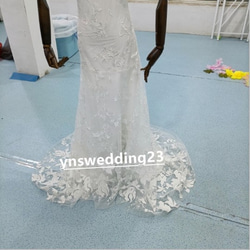 婚紗吊帶背心灰白色3D立體蕾絲刺繡二次元 第4張的照片