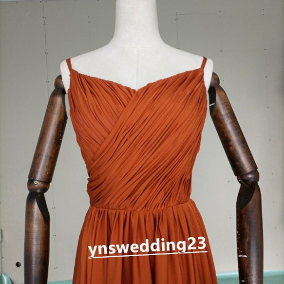 高品質修身派對禮服赤土色火車吊帶背心背布 第2張的照片