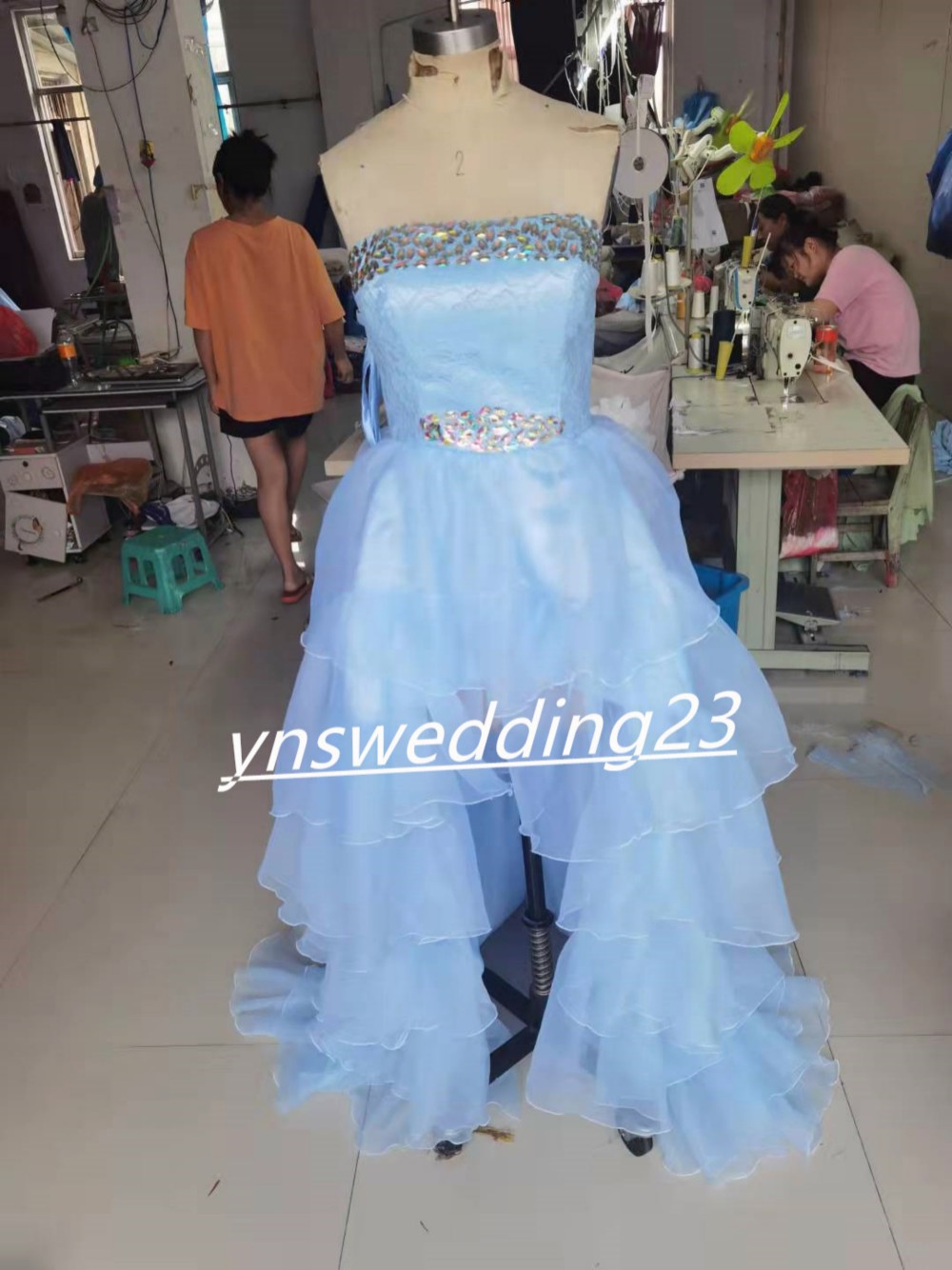 高品質！ パーティードレス ブルー ベアトップ フィッシュテール  