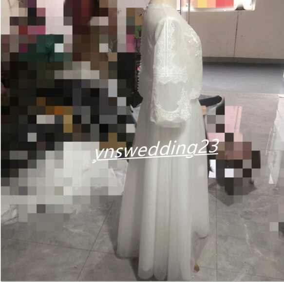 高品質！   ウエディングドレス  3D立体レース刺繍   トップス+スカート  ２点セット  ストレッチ 3枚目の画像