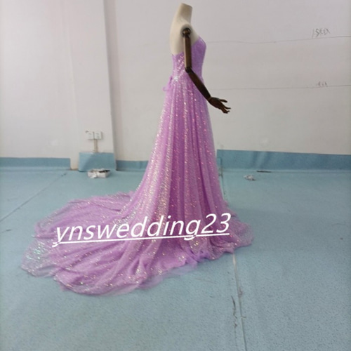 高品質！ オーバードレス パープル 上品なキラキラグリッターチュール  
