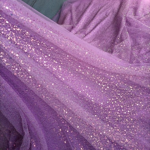 高品質！ オーバードレス パープル 上品なキラキラグリッターチュール  