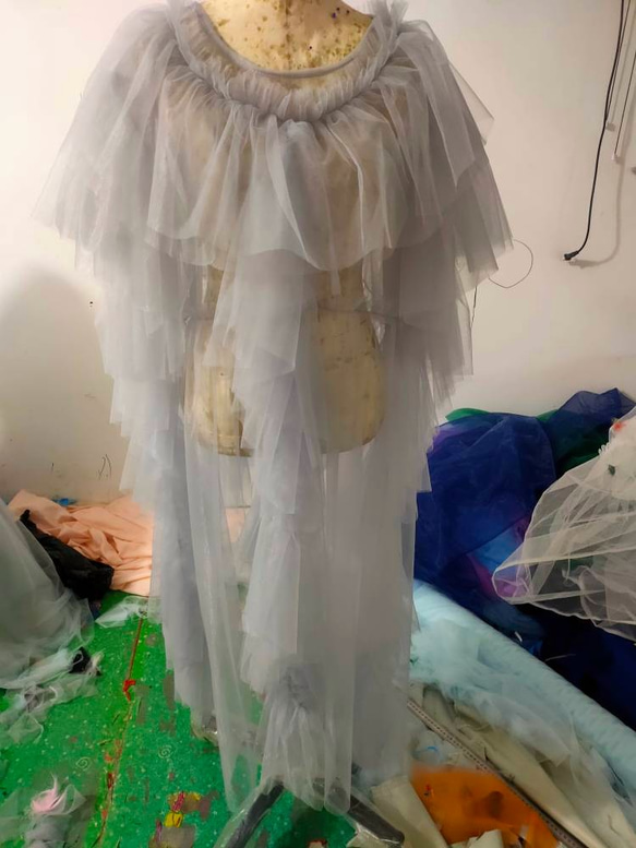 高品質！ 妊婦ドレス マタニティ写真撮影 グレー シースルー  