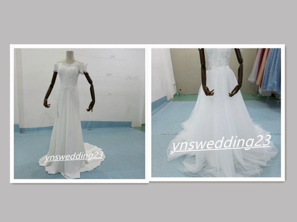 高品質！ ソフトマーメイドウエディングドレス+オーバースカート  ２点セット   オフショルダー  前撮り   結婚式 2枚目の画像