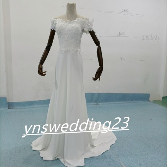 高品質！ ソフトマーメイドウエディングドレス+オーバースカート  ２点セット   オフショルダー  前撮り   結婚式 3枚目の画像