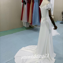 高品質！ ソフトマーメイドウエディングドレス+オーバースカート  ２点セット   オフショルダー  前撮り   結婚式 5枚目の画像