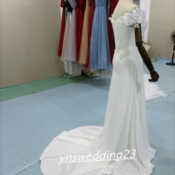 高品質！ ソフトマーメイドウエディングドレス+オーバースカート  ２点セット   オフショルダー  前撮り   結婚式 5枚目の画像