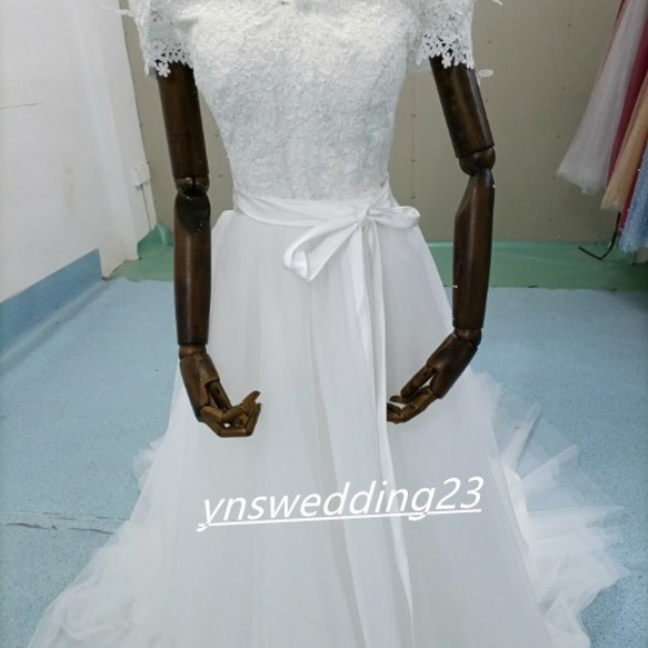 高品質！ ソフトマーメイドウエディングドレス+オーバースカート  ２点セット   オフショルダー  前撮り   結婚式 9枚目の画像