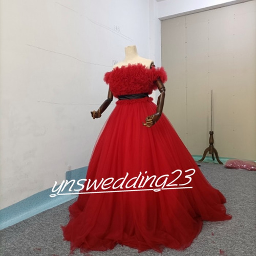 ボルドーカラードレス オフショルダーの2WAYドレス 取り外し可能  