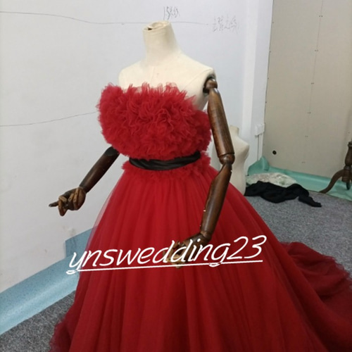 ボルドーカラードレス オフショルダーの2WAYドレス 取り外し可能  