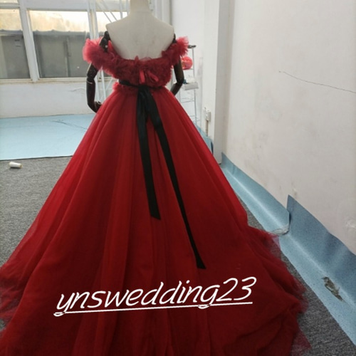 ボルドーカラードレス オフショルダーの2WAYドレス 取り外し可能  