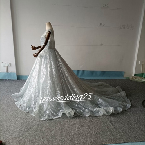 ウェディングドレス キラキラドレス プリンセス トレーン お呼ばれ  