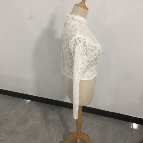 ウエディングドレス ボレロ ハイネック 3D立体レース刺繍 花嫁/ウェディングドレス/ブライズメイド/結婚式/披露宴 2枚目の画像