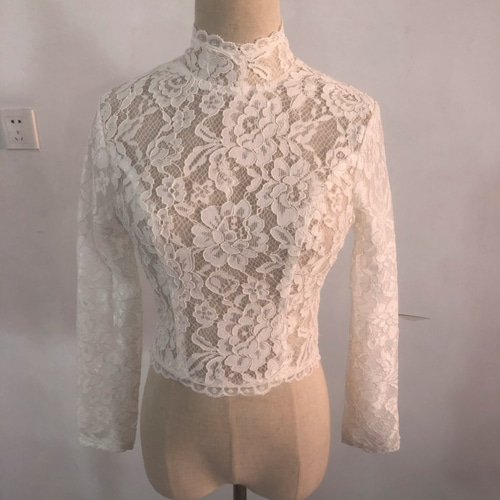 ウエディングドレス ボレロ ハイネック 3D立体レース刺繍 花嫁