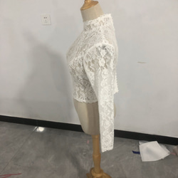 ウエディングドレス ボレロ ハイネック 3D立体レース刺繍 花嫁/ウェディングドレス/ブライズメイド/結婚式/披露宴 3枚目の画像