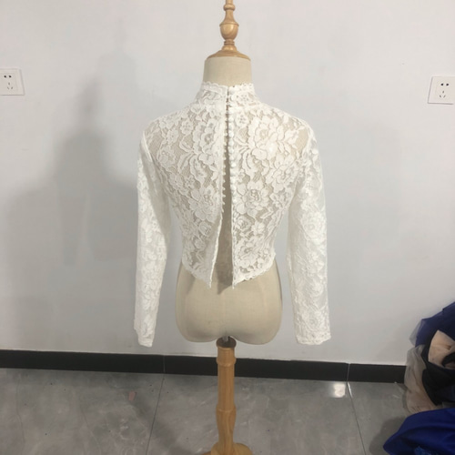ウエディングドレス ボレロ ハイネック 3D立体レース刺繍 花嫁