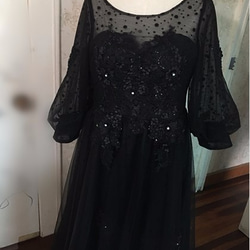 美品！ イブニングドレス 黒 ロング 可愛い エレガント 優雅なシルエット 細見えシルエット 6枚目の画像