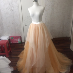 高品質！カラードレス ビタミンカラー フレアスカート チュールスカート　トレーン 　セパレートドレス 1枚目の画像