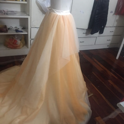 高品質！カラードレス ビタミンカラー フレアスカート チュールスカート　トレーン 　セパレートドレス 2枚目の画像