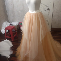 高品質！カラードレス ビタミンカラー フレアスカート チュールスカート　トレーン 　セパレートドレス 3枚目の画像