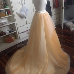 高品質！カラードレス ビタミンカラー フレアスカート チュールスカート　トレーン 　セパレートドレス 5枚目の画像