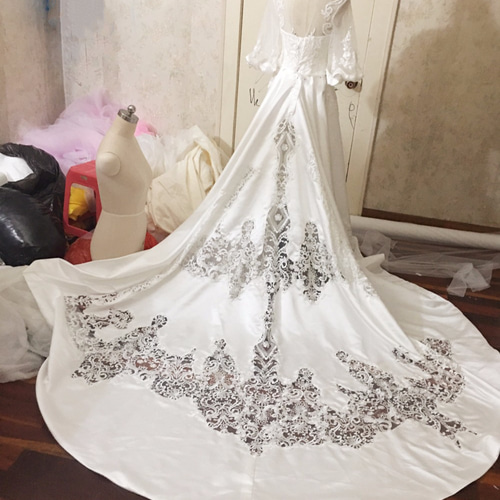 高品質！ ウエディングドレス ホワイト ソフトチュール エンパイア  