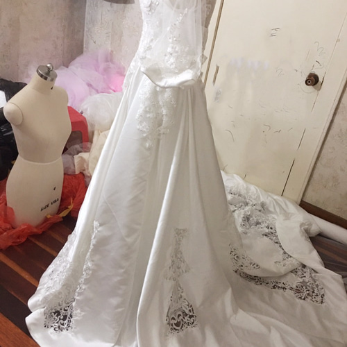 高品質！ ウエディングドレス ホワイト ソフトチュール エンパイア  