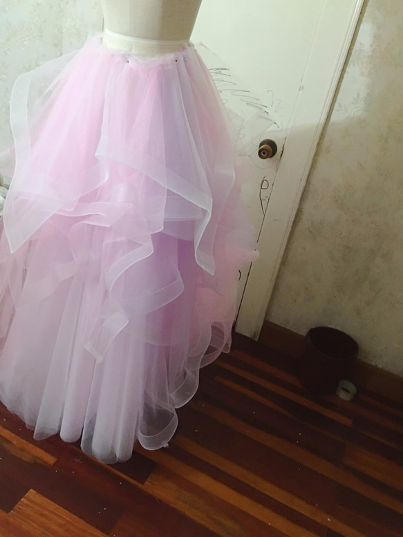 エレガント  オーバードレス/オーバースカート  ピンク紫   ミニトレーン/短トレーン  人気上昇 2枚目の画像