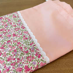 小花とレースの巾着セット　ピンク　入学　入園　3点セット　お弁当袋　コップ袋　巾着袋　給食袋　 4枚目の画像
