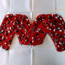 トルコ製毛糸マキシフラワーのマフラー(レッド) 4枚目の画像