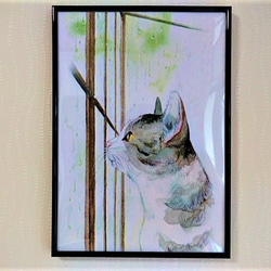 イラストフレーム壁掛けA4版「ネコの横顔」 1枚目の画像